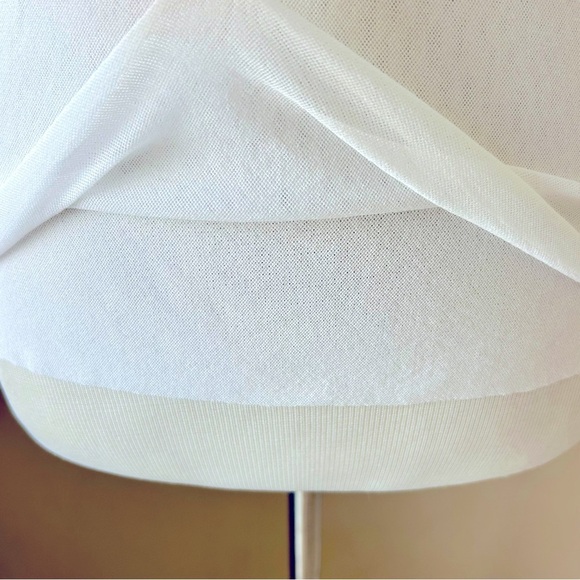 Y2K Petite Pois by Viviana White Mesh Long Sleeve Crew Neck Tee Top Semi Sheer S - Picture 6 of 9